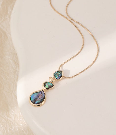 Gracee Jewellery - Shell Triple Teardrop Gold Pendant - Necklace