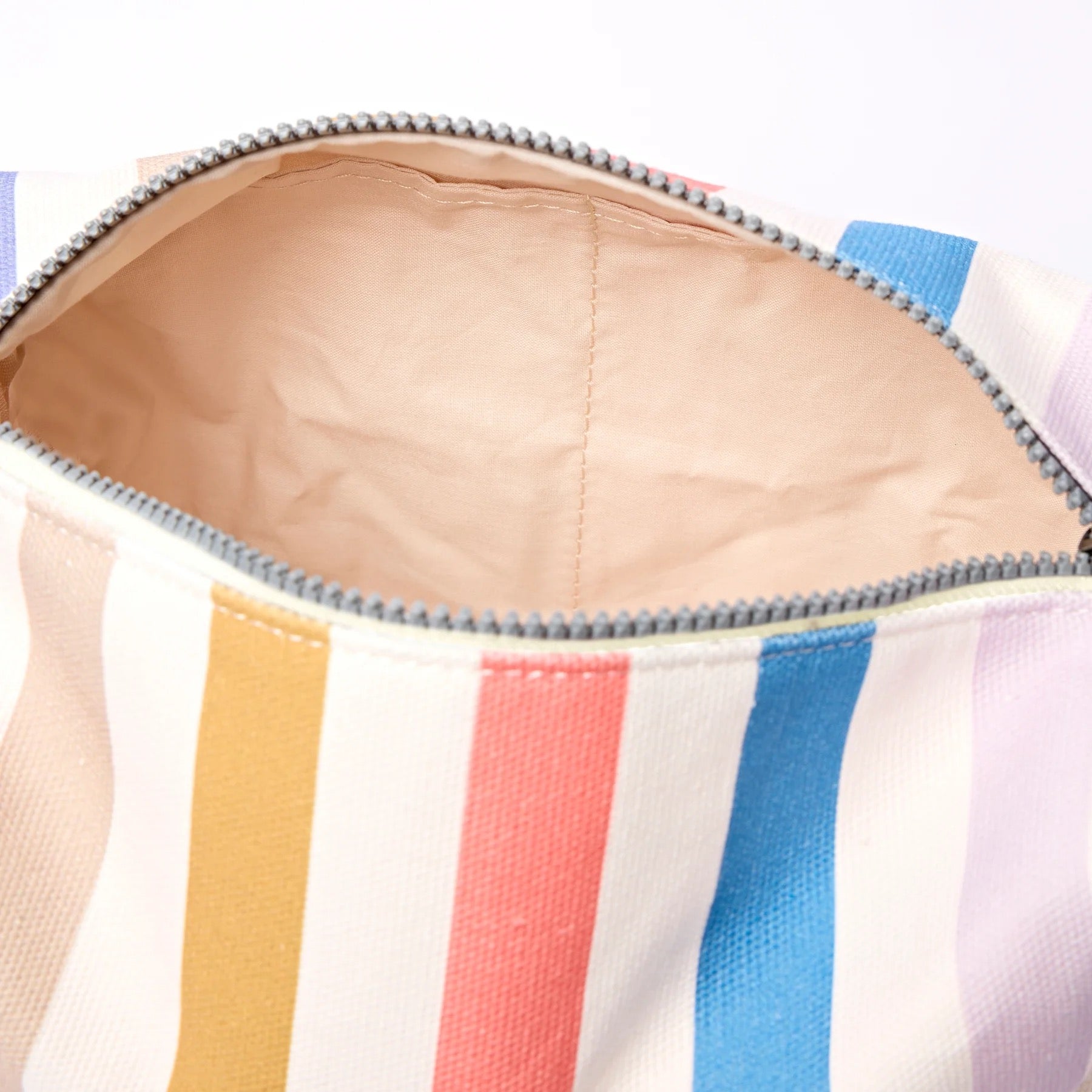 Roka Mayfair Small Wash Bag -Cotton Canvas - Pastel Multi Stripe