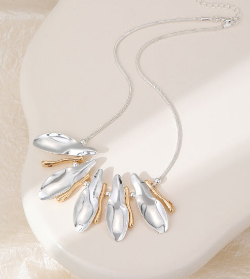 Gracee Jewellery - Statement Silver &amp; Rose Gold Waves - Chain Necklace