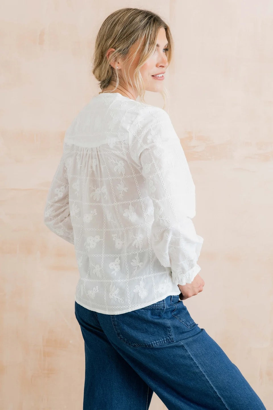 Pintail Blouse - Embroidered Patchwork - White - Lily &amp; Me