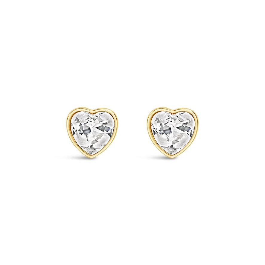 Lanes - 7mm Crystal Hearts - Boxed Stud Earrings - Gold