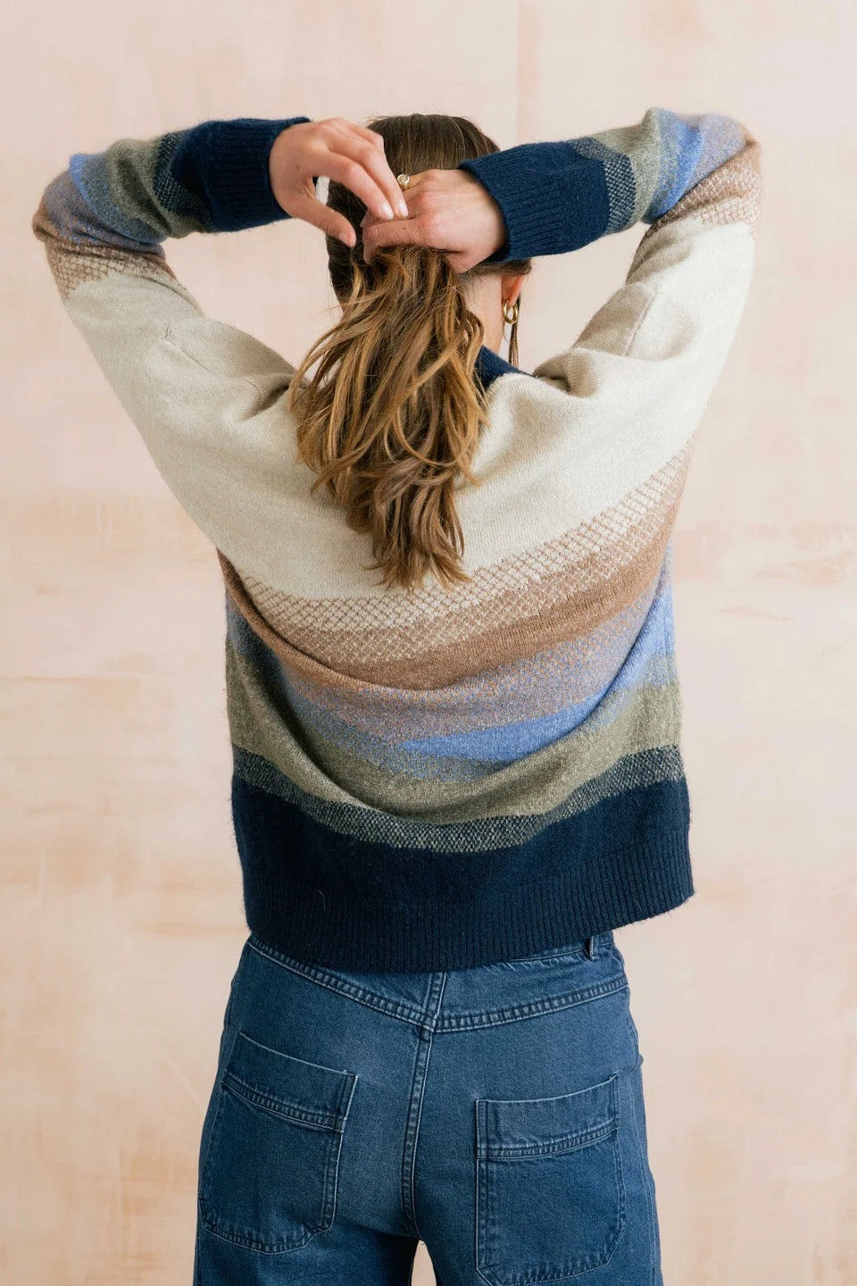 Artist - Jumper Colour Block Knit Jumper - Oatmeal/Blue - Lily &amp; Me