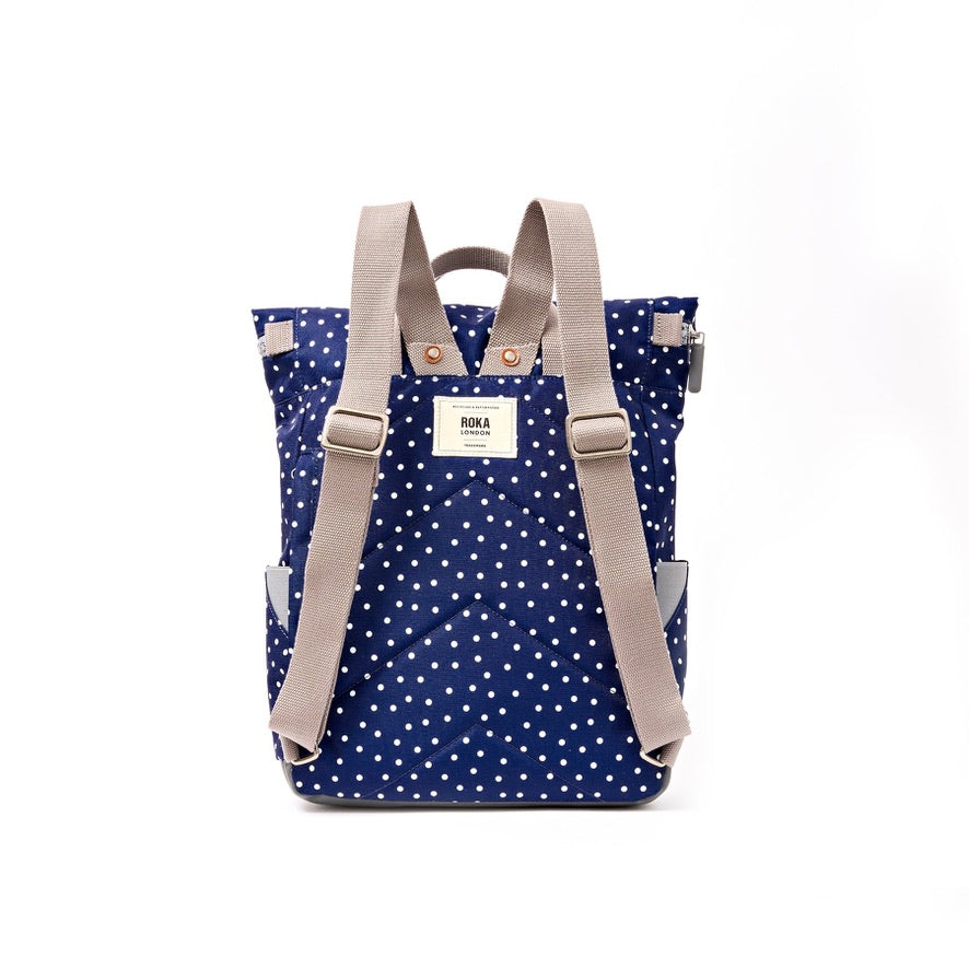 Roka Canfield Recycled CANVAS - Medium Backpack - Navy Polka Dot (Limited Edition)