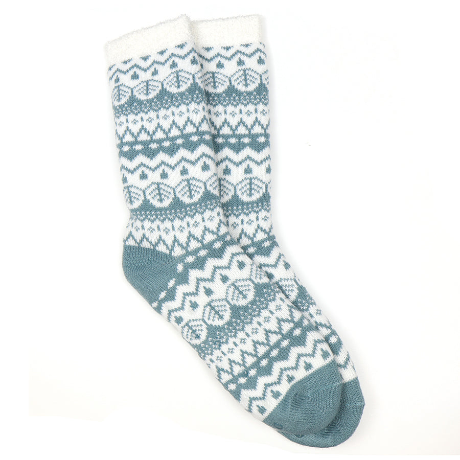 POM Duck Egg Fairisle Cosy Slipper Socks