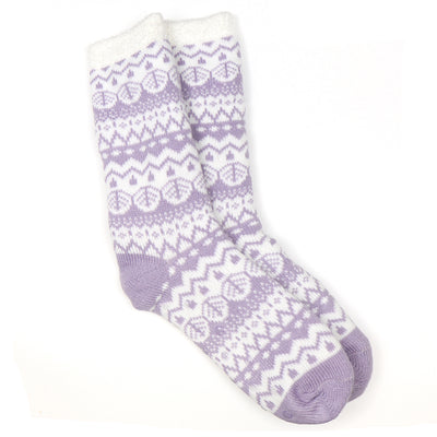 POM Lilac Fairisle Cosy Slipper Socks