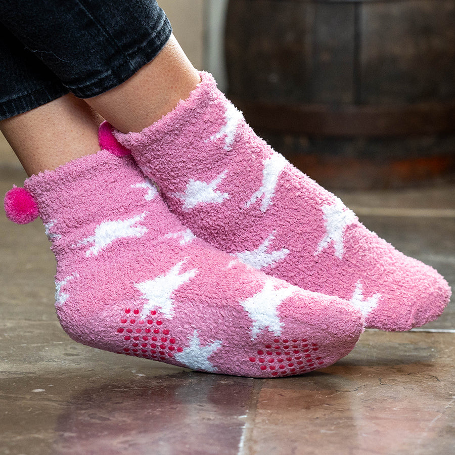 POM Seafoam/Pink Star Print Cosy Ankle Socks - Pack of 2