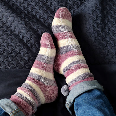 POM Lilac Mix Striped Chenille Cosy Socks