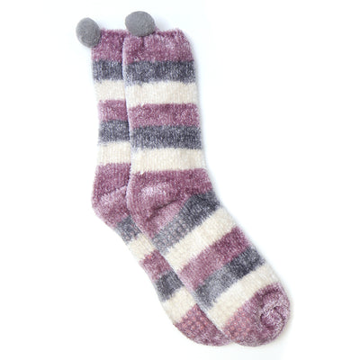 POM Lilac Mix Striped Chenille Cosy Socks