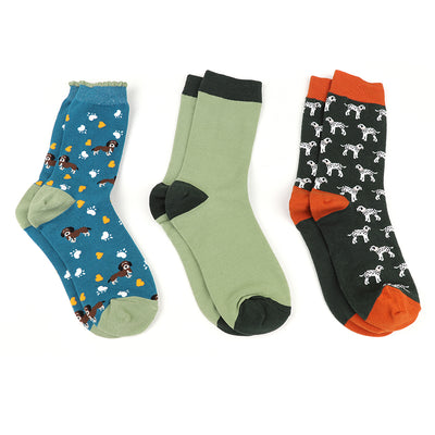 POM Dogs Trio Ladies Organic Ankle Socks Gift Boxed