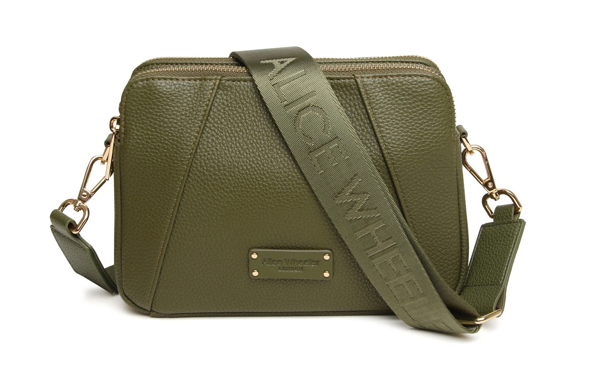 Alice Wheeler - Olive Green - Kensington Double Zip Crossbody Bag