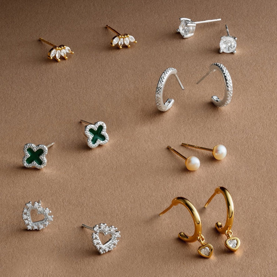 Joma Jewellery Moments to Shine - Lucky - Silver Plated Boxed Clover Stud Earrings
