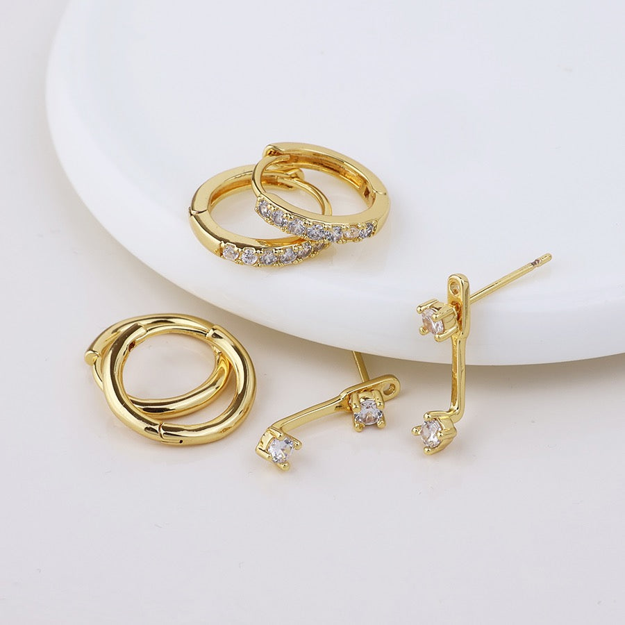 POM Izzy Hoop &amp; Crystal Earring Set - Faux Gold