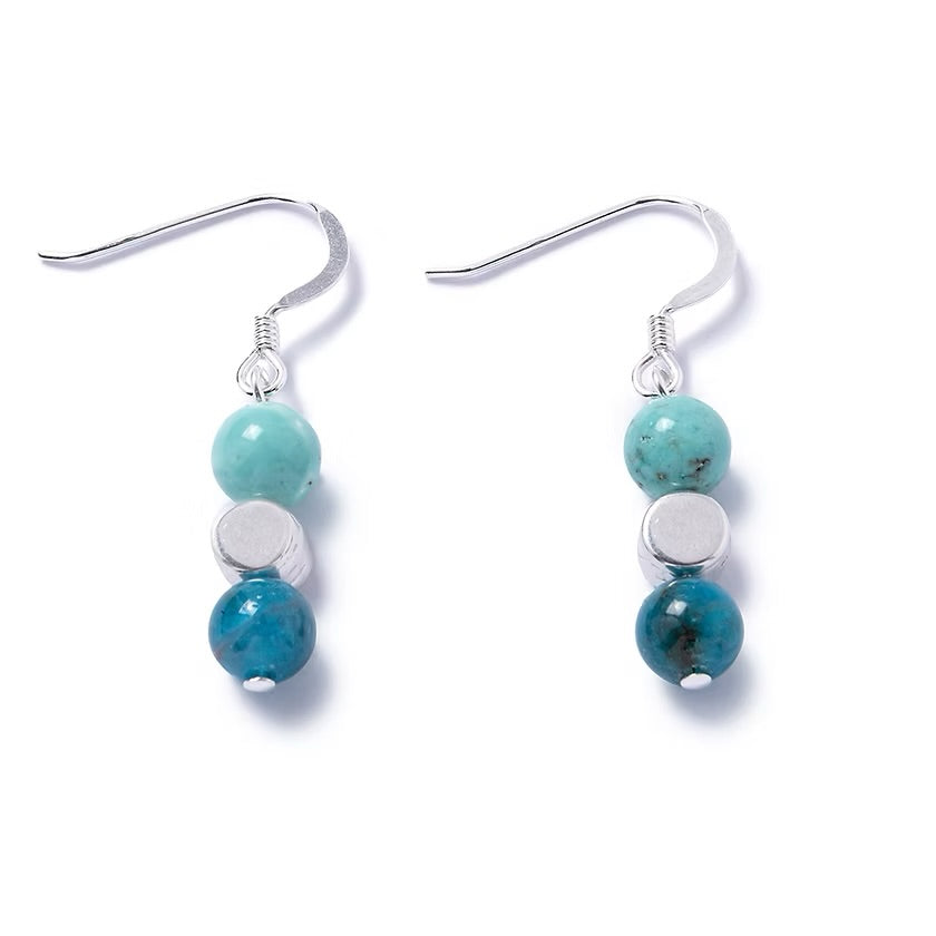 Carrie Elspeth Apatite &amp; Turquoise Medley Gemstone Beaded Drop Earrings
