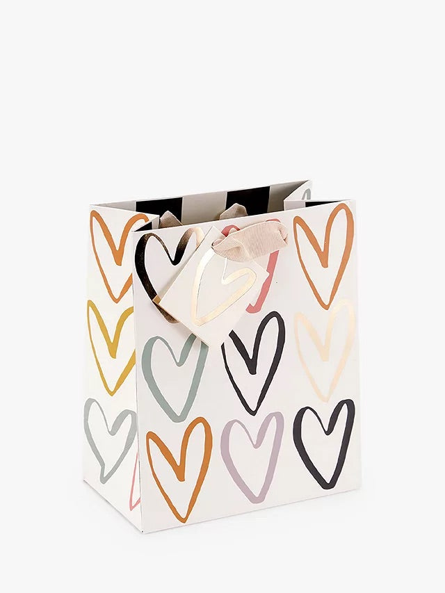 Caroline Gardner Multi Outline Hearts Gift Bag -Medium