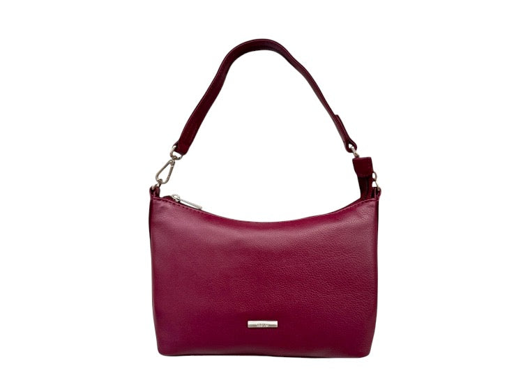 Nova Leathers - Medium Scoop Leather Handbag - Dark Berry (8134)