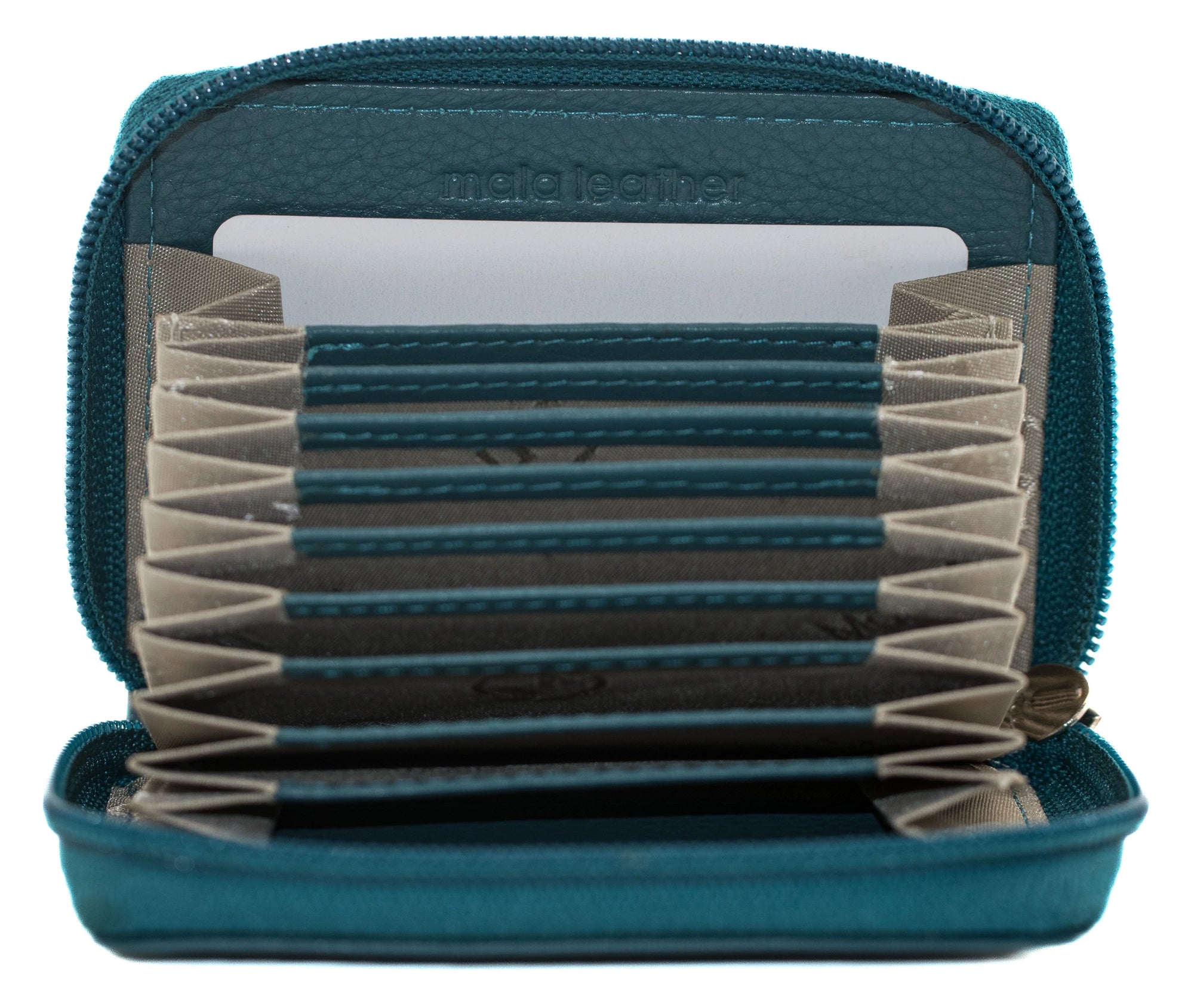 Mala Leather Origin Plain Leather Concertina Card Holder (552 5) - Teal