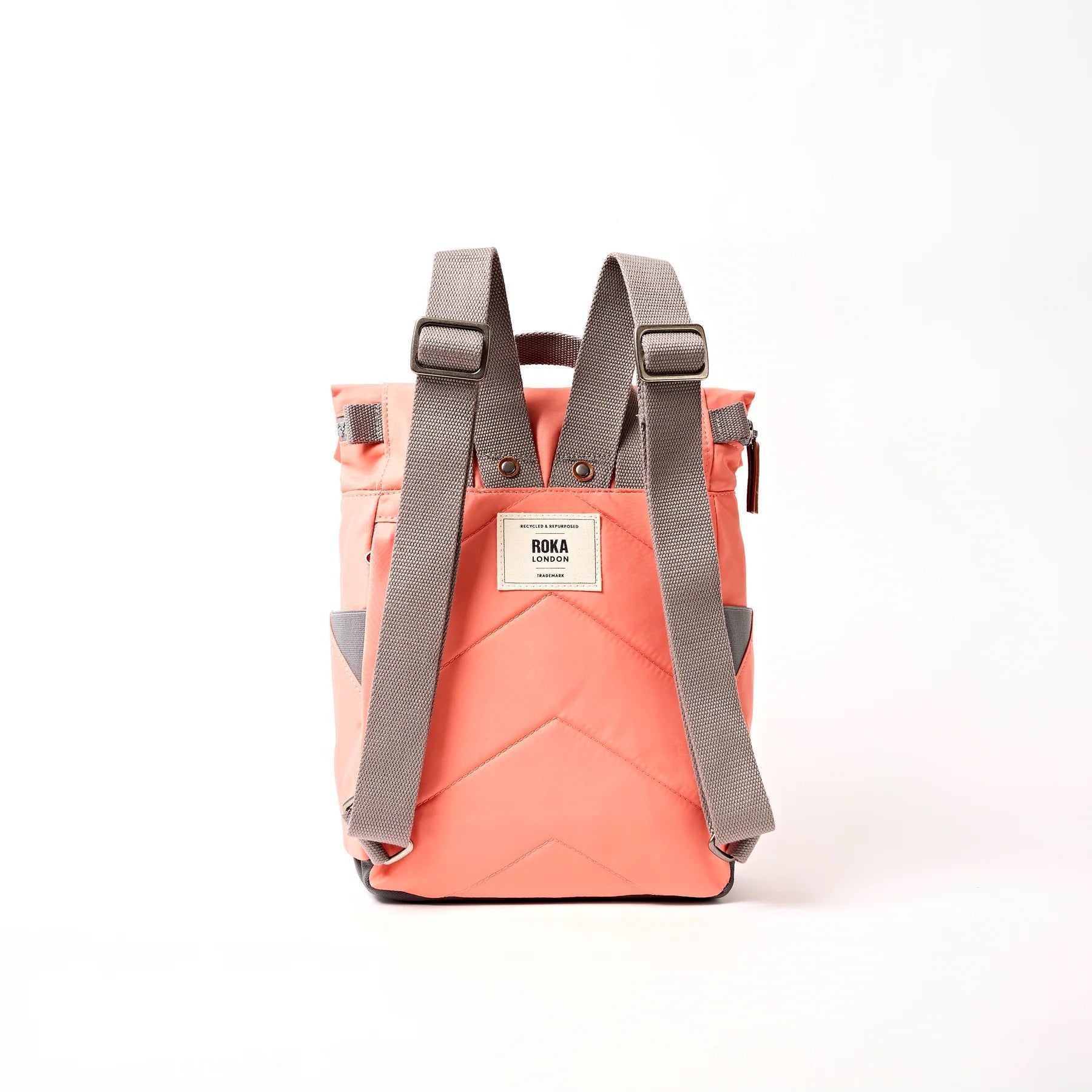 Roka Canfield Roll Top- Recycled Nylon - Small Backpack - Sugar Coral