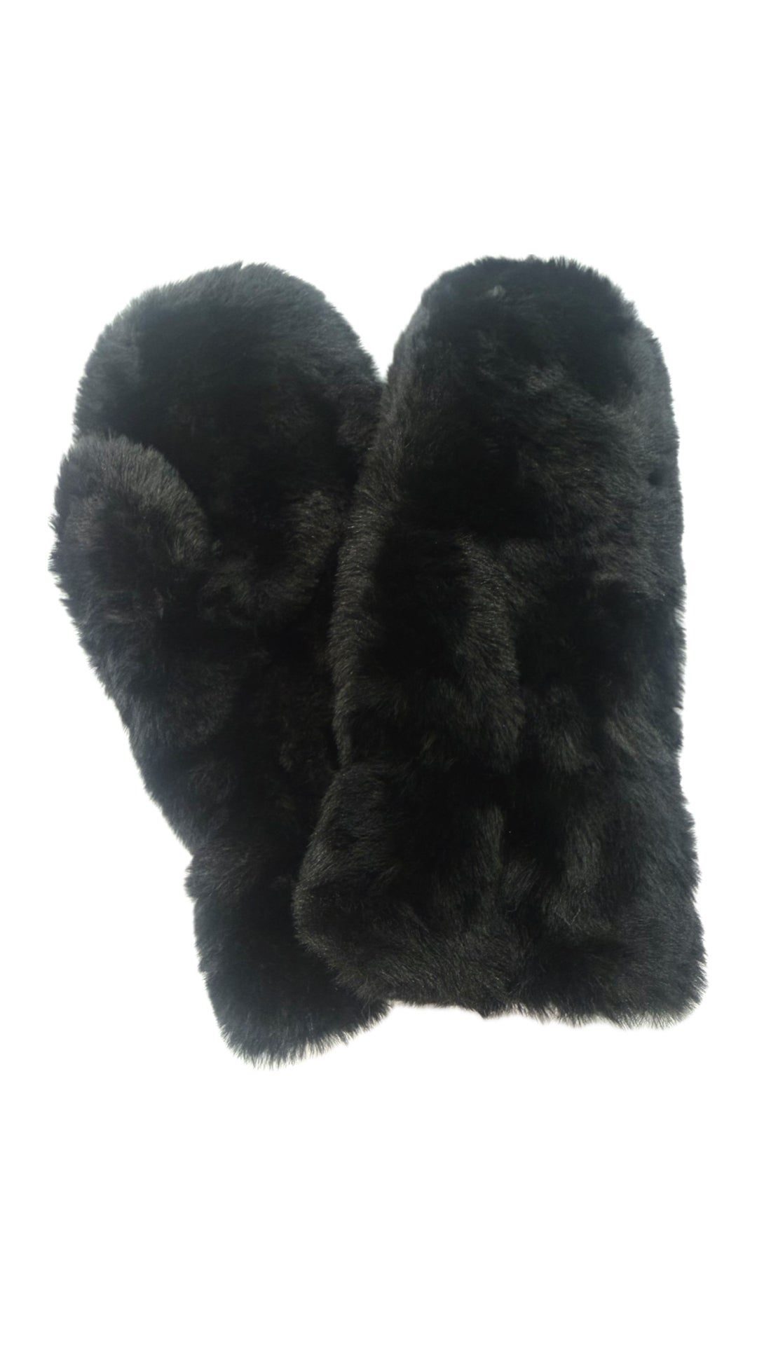 POM- Natalia - Faux Fur Mittens - Black