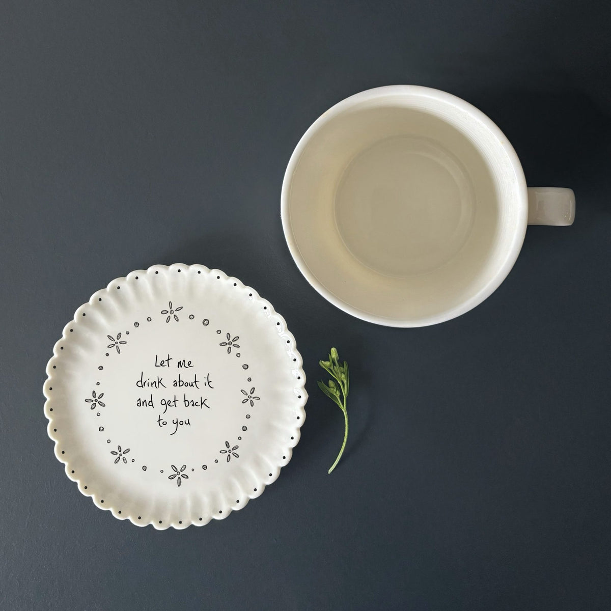 East Of India Ceramic - Round Scallop Coaster - Let me Drink About It