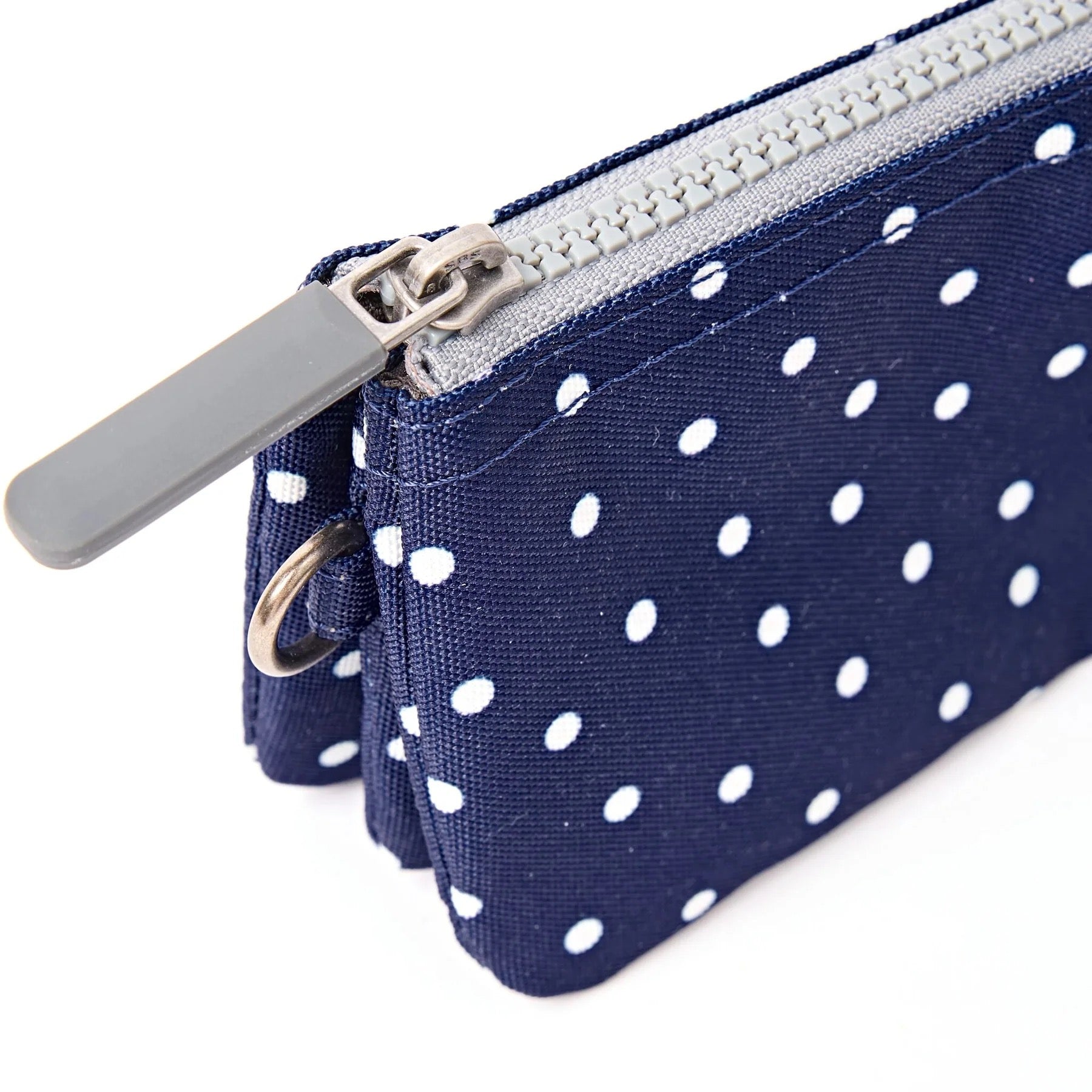 Roka Carnaby Small Wallet - Recycled Canvas - Navy Polka Dot (Limited Edition)