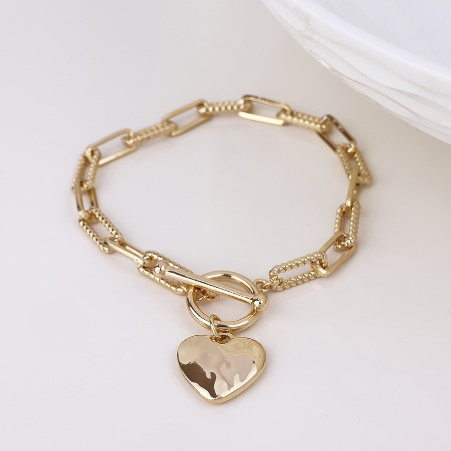 POM - Foundry Heart T-Bar Bracelet- Gold