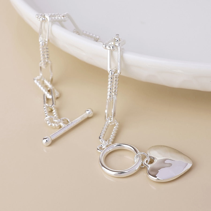 POM - Foundry Heart T-Bar Bracelet- Silver
