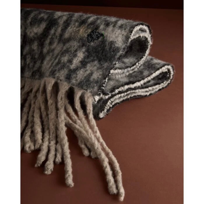 Katie Loxton - Leopard Print - Chunky Cosy Tassel Scarf - Chocolate/Black/Taupe