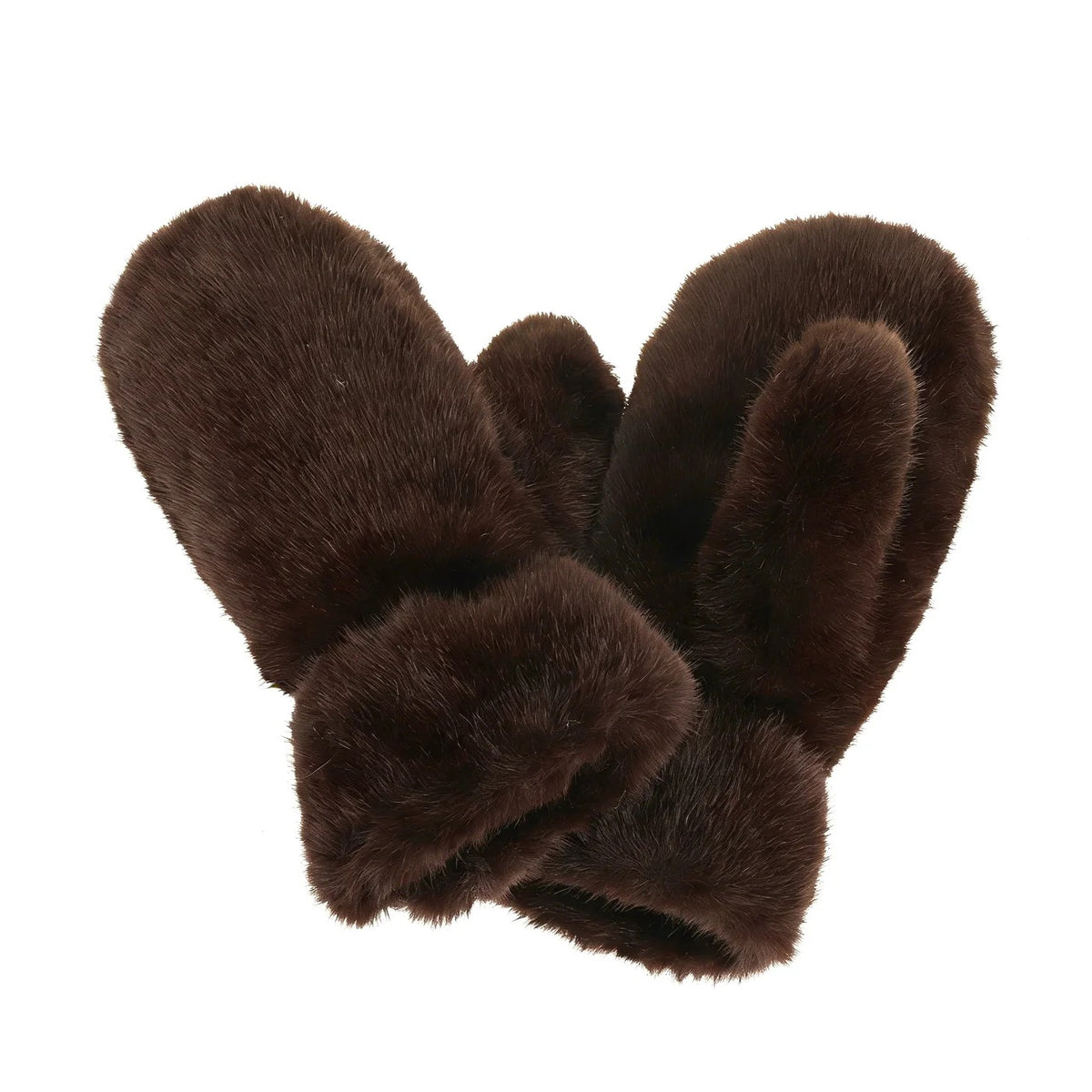 Park Lane - Ladies Faux Fur Mittens - Chocolate Brown