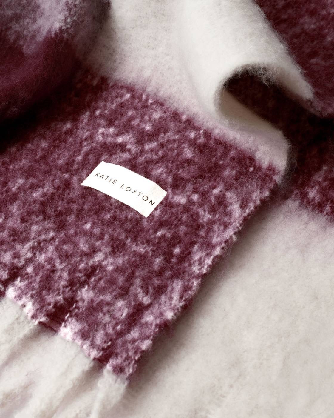 Katie Loxton - Checked - Chunky Cosy Tassel Scarf - Cherry/Mix