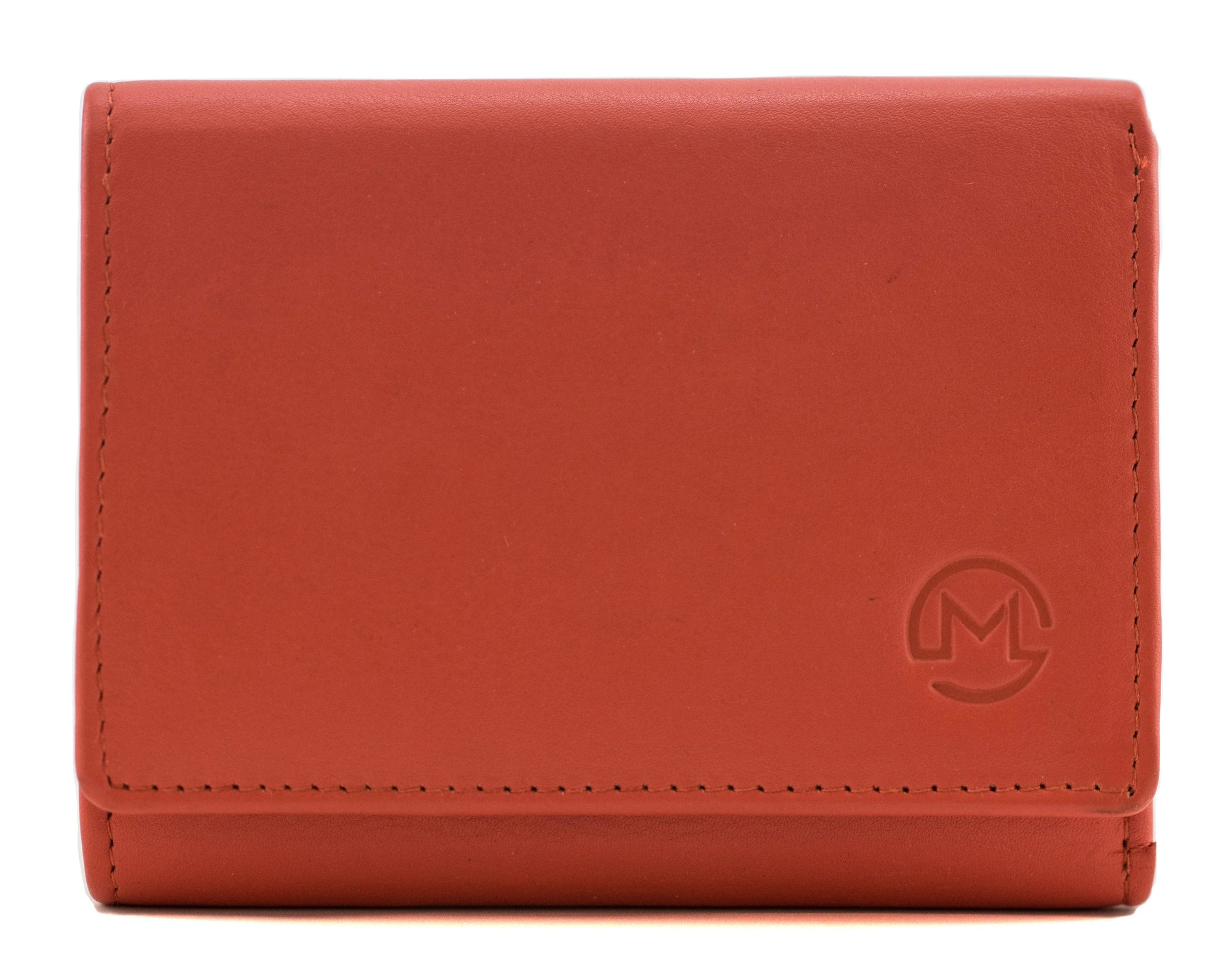 Mala Leather Origin Plain Leather Small Compact Tri-Fold Purse (3697 5) - Orange