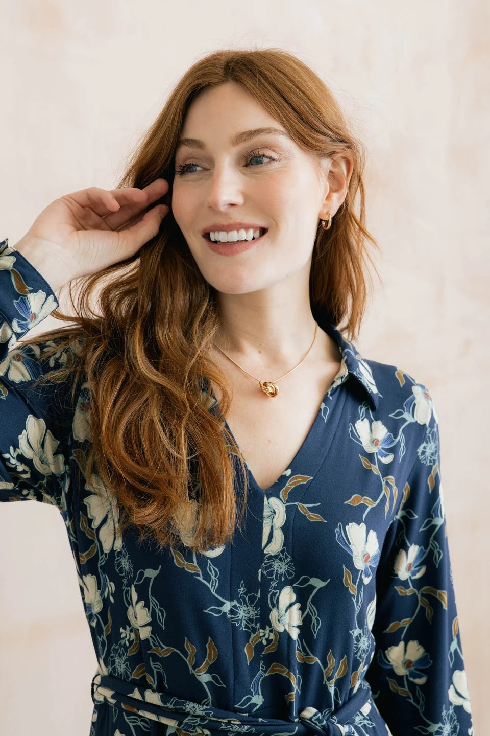 Rosanna - Botanical Study Print Dress  - Navy Blue - Lily &amp; Me