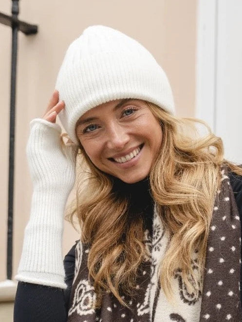 Park Lane - Winter White - Ribbed Knitted Beanie Hat