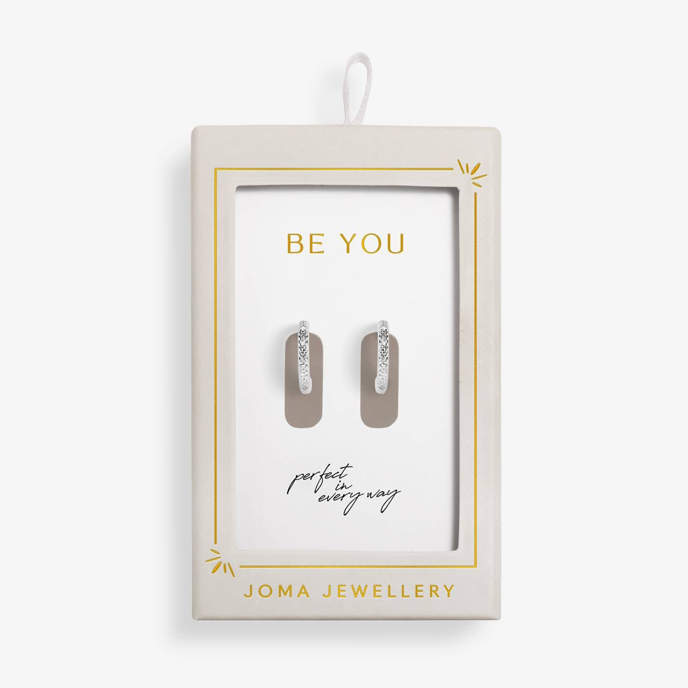 Joma Jewellery Moments to Shine - Be You - Silver Plated Boxed Pave Hoop Earrings