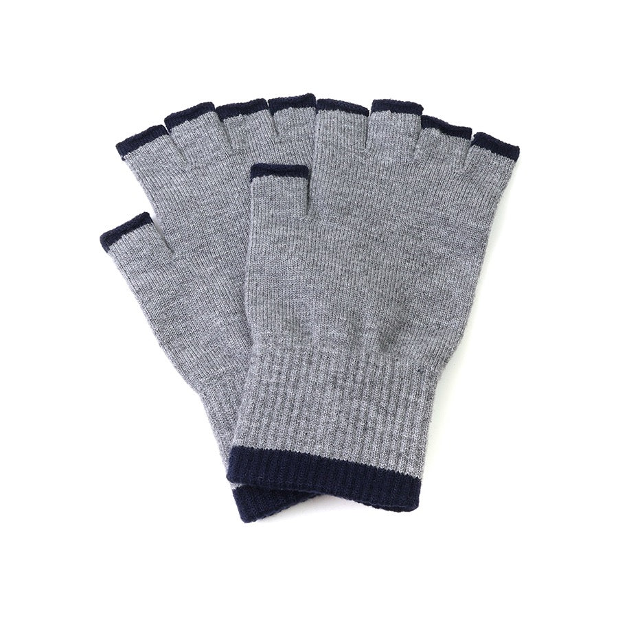 POM - Men's - Theo - Contrast Stripe Fingerless Gloves -Grey/Navy