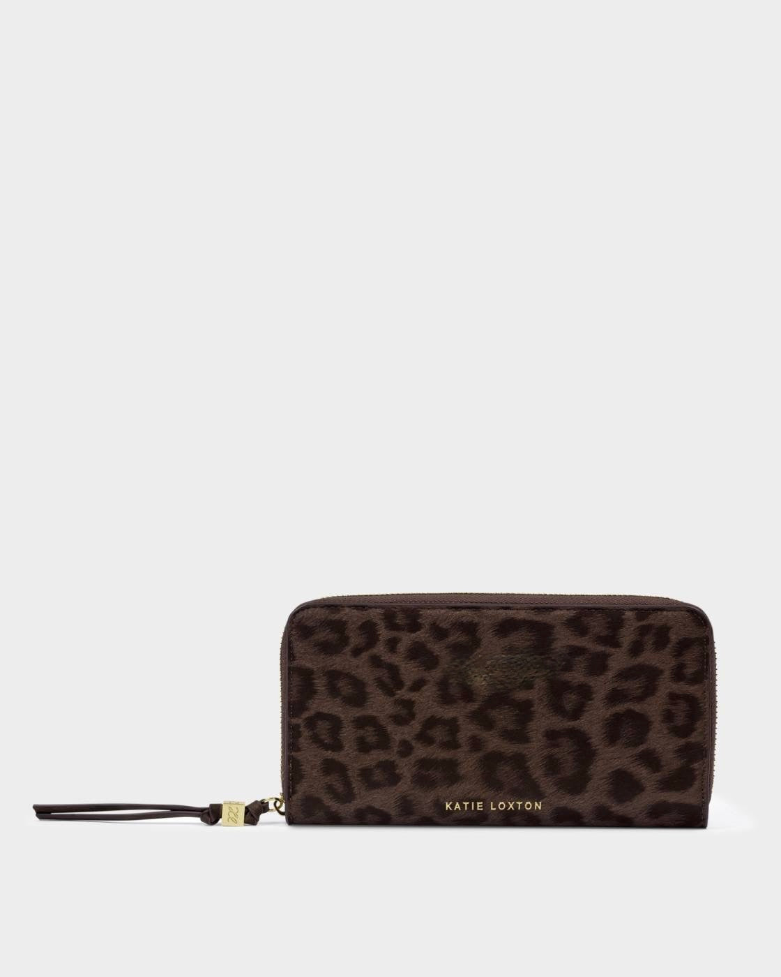 Katie Loxton - Large Zip Round Purse - Chocolate Leopard Print