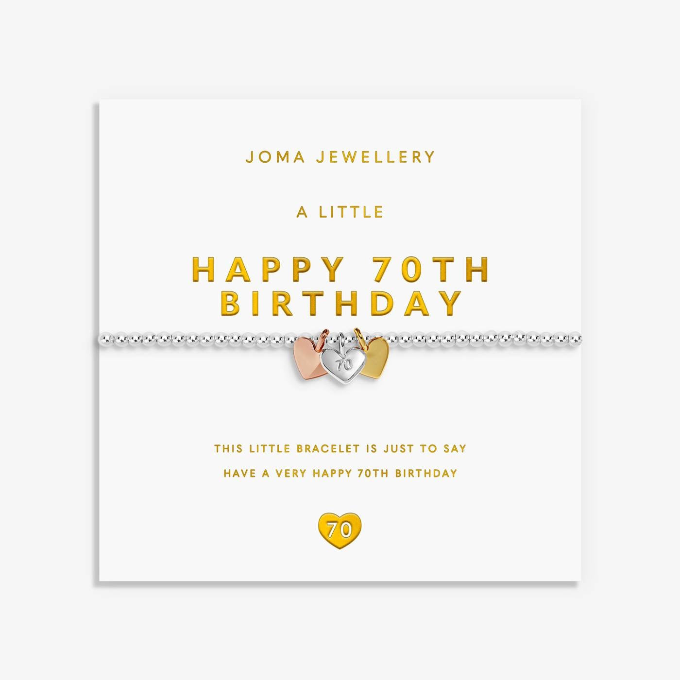 Joma Jewellery - Charmed Moments - A Little 'Happy 70th Birthday' - Three Tone Charm Bracelet