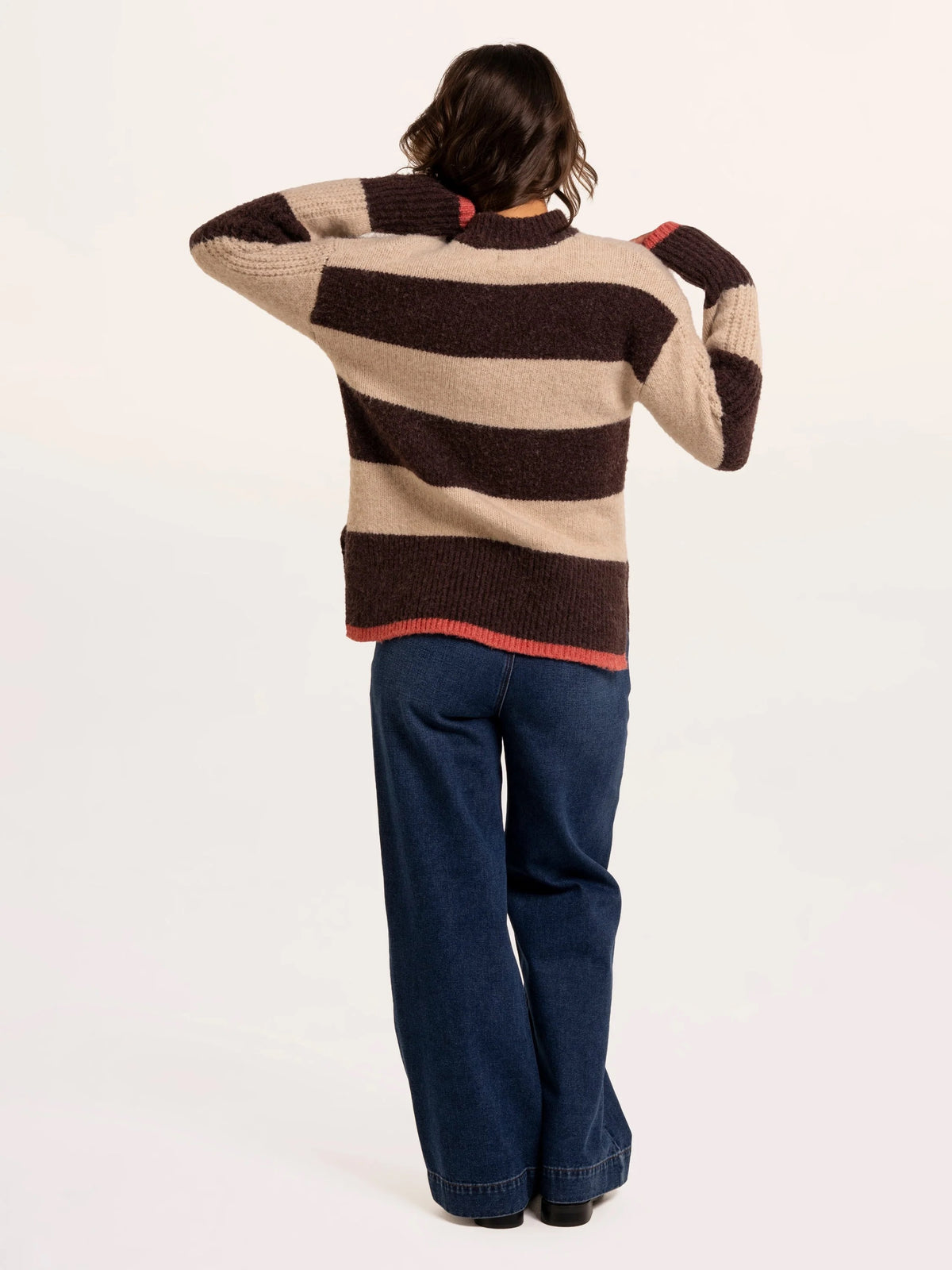Brakeburn - Eira - Stripe Crew Neck - Cosy Knitted Jumper - Burgundy