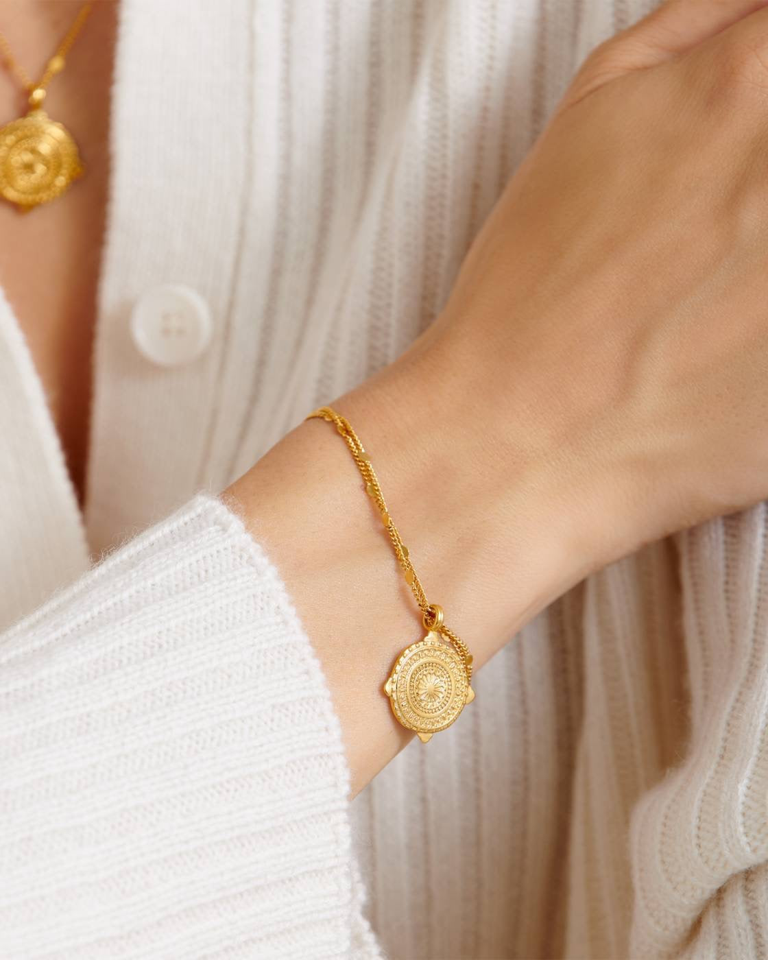 Katie Loxton Waterproof Jewellery - Happiness Gold Coin Bracelet - Gold