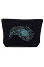 My Doris - Peacock Feather - Navy Large Pouch/Make -Up Bag