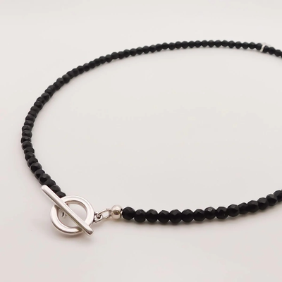 Orli Black Agate T-Bar Necklace