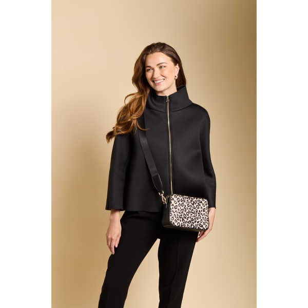 Alice Wheeler- Leopard Print - Dual Double Zip Crossbody Handbag