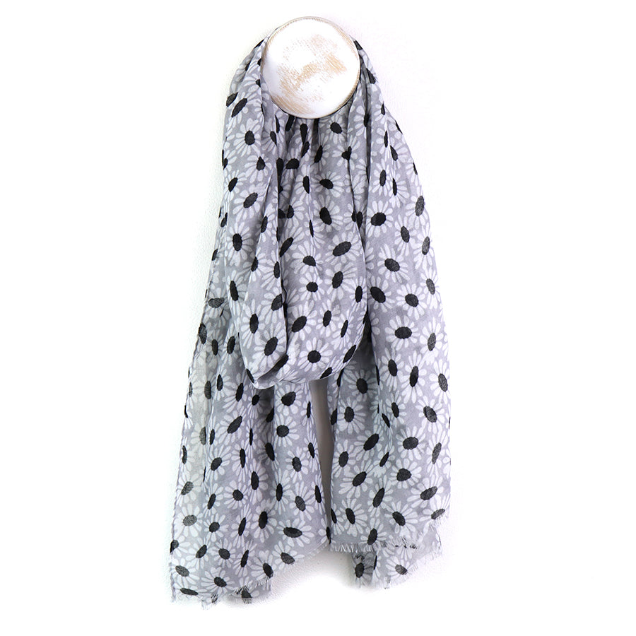POM Black &amp; White Floral Design On Pale Grey - Recycled