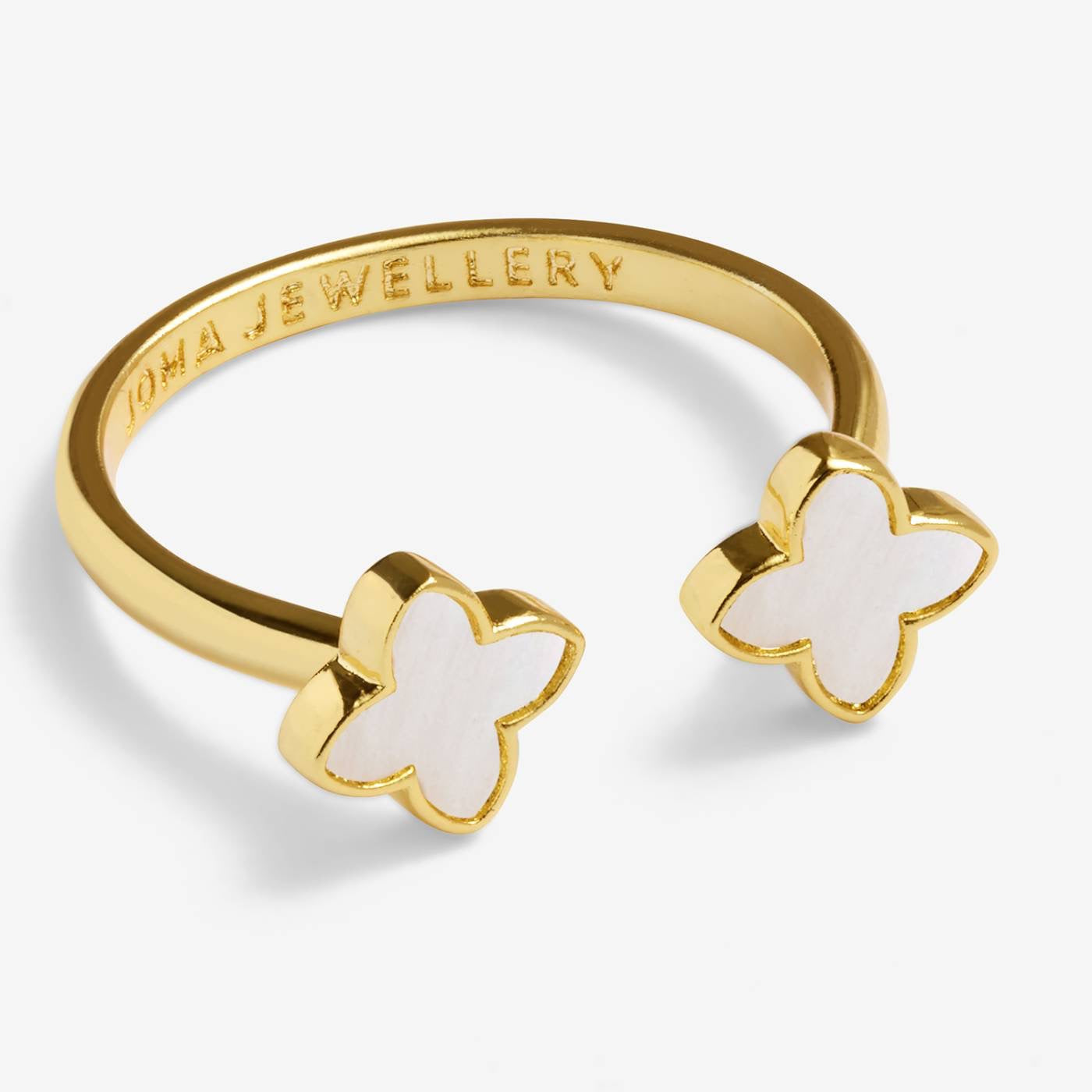 Joma Jewellery - Mother of Pearl Clover Ring  - Gold Plated