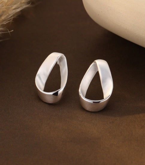 Gracee Jewellery - Open Teardrop Twists - Statement Stud Earrings - Silver