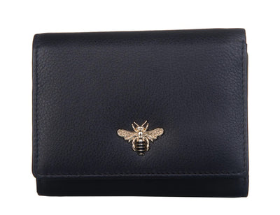 Mala Leather Mason Bee Tri-Fold Small Purse with RFID Protection (3634 27) - Black/Red