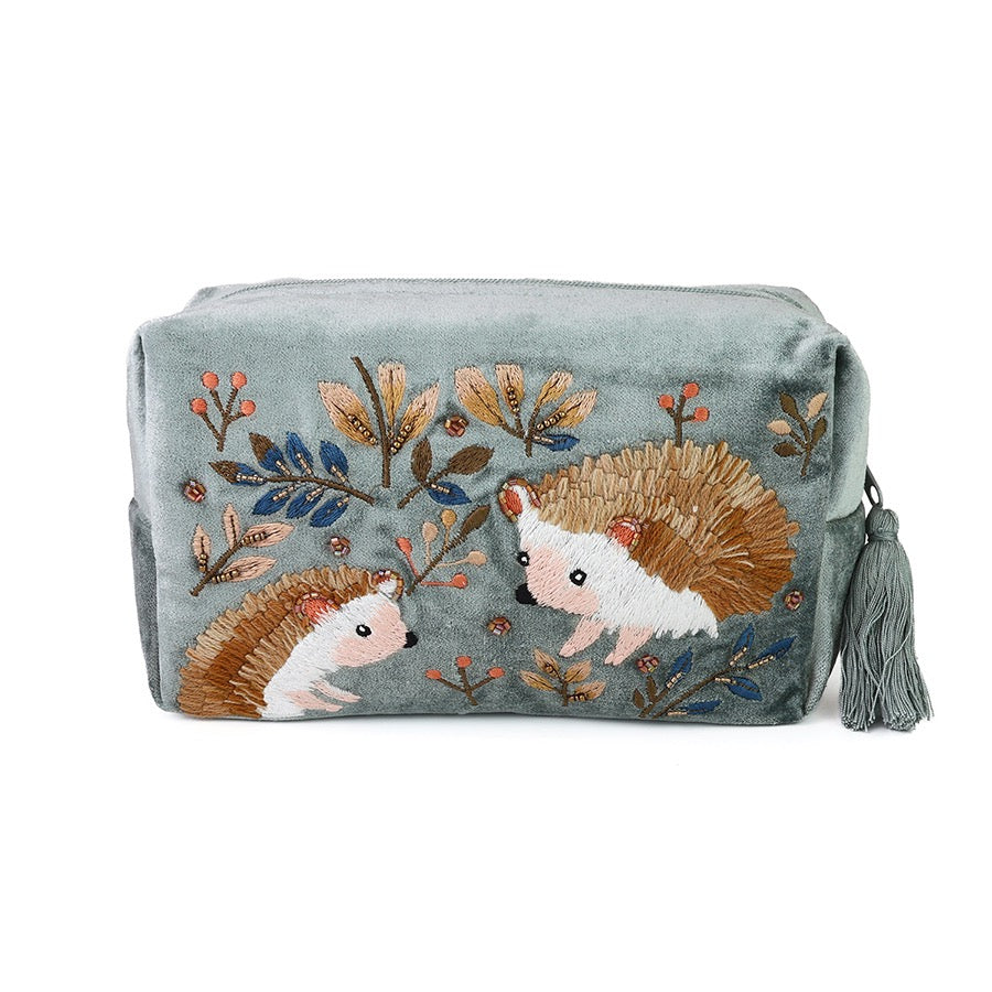 POM - Grey - Hedgehogs - Large Cosmetic/ Make-Up Bag