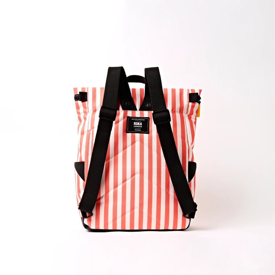 Roka Canfield Recycled Canvas - Medium Backpack - Coral Stripe