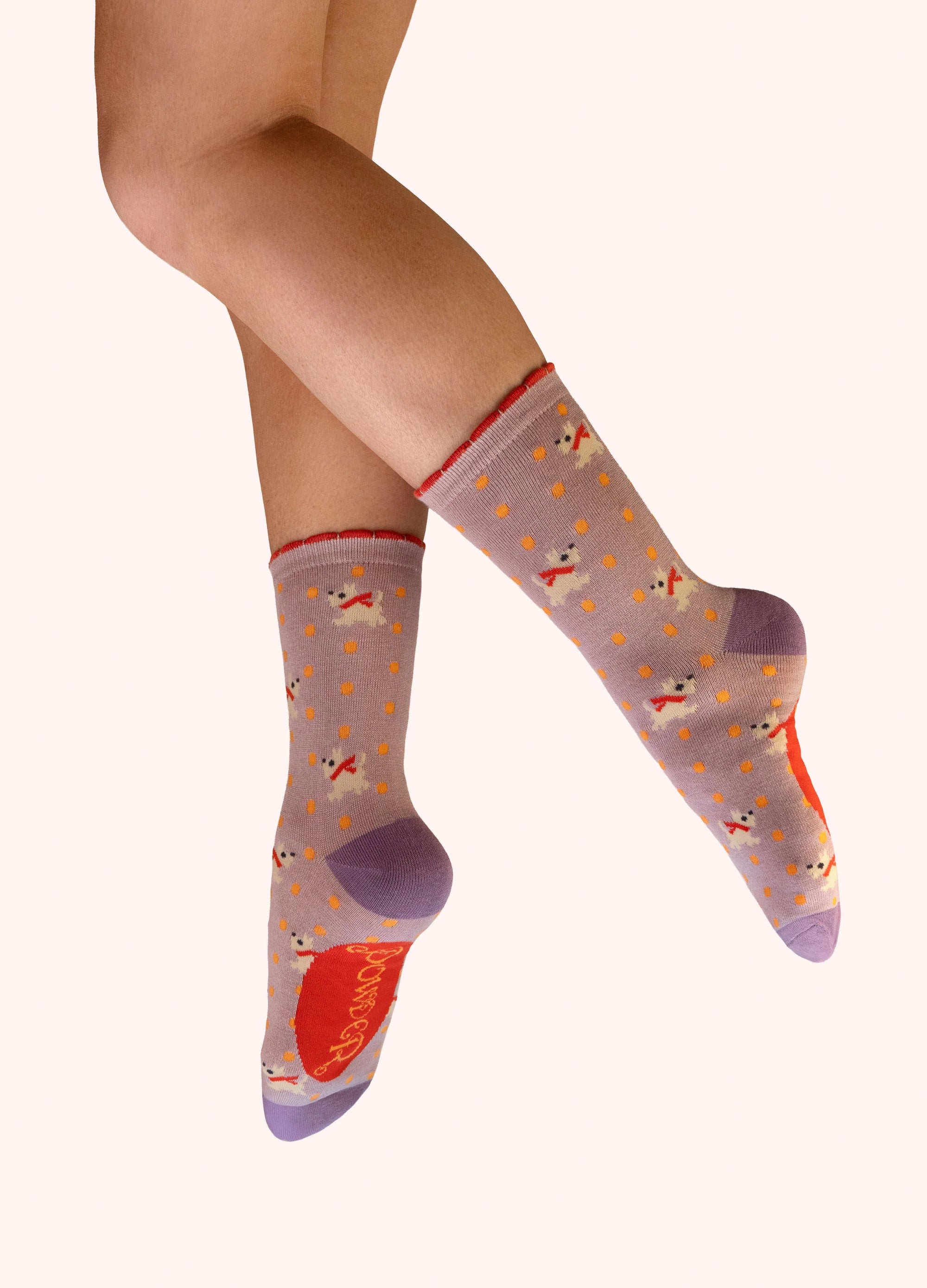 Powder - Wooly Westie - Ladies Bamboo Ankle Socks - Lilac