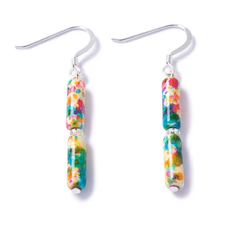 Carrie Elspeth Festival Tube Bead Drop Earrings - Multicoloured