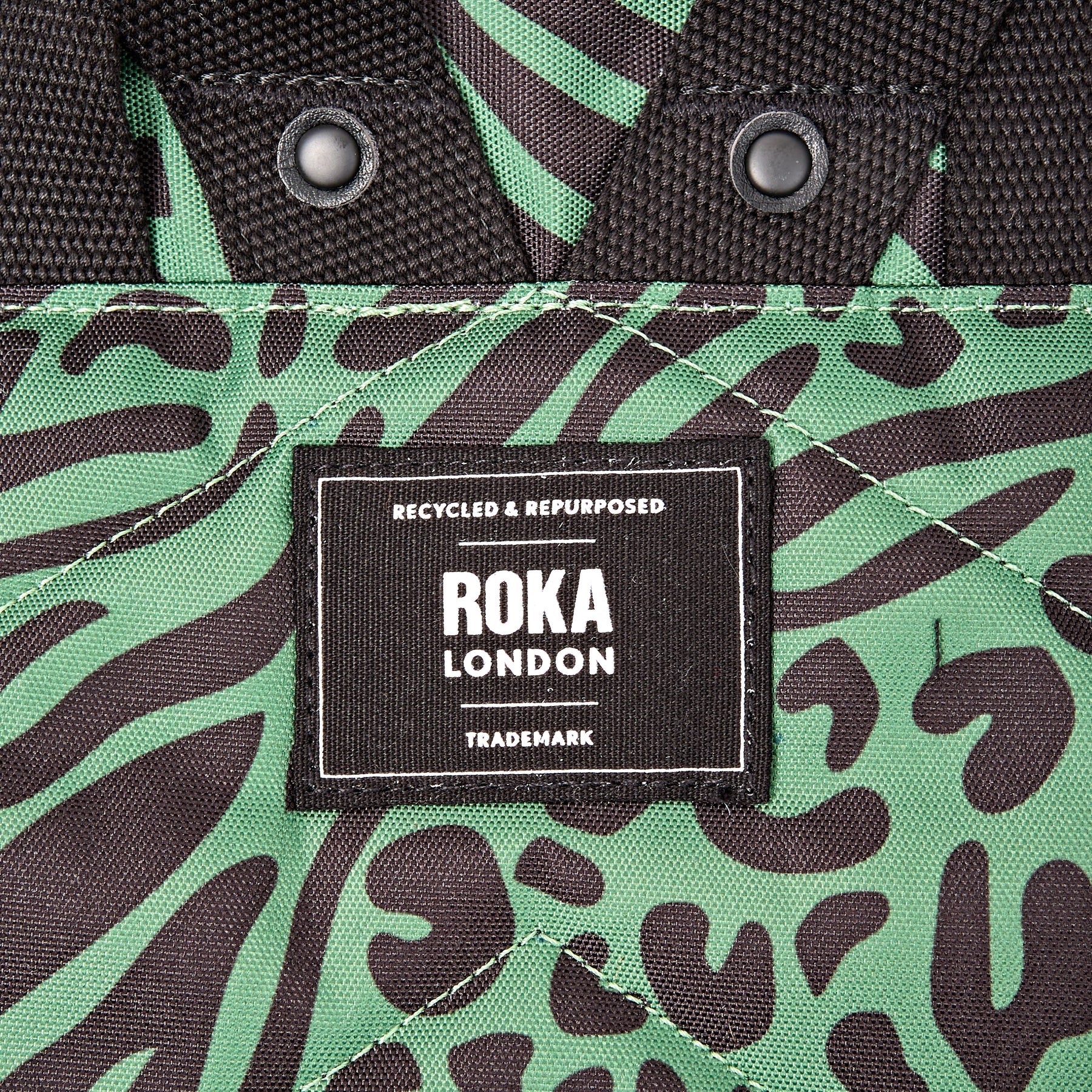 Roka Canfield Recycled CANVAS - Medium Backpack - Mixed Animal Artichoke (Limited Edition) Green/Black